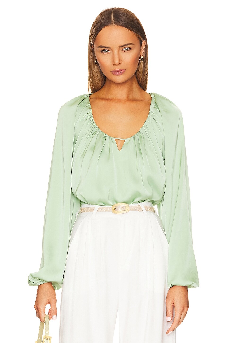 

Топ JONATHAN SIMKHAI STANDARD Brenton Puff Sleeve, цвет Spring Green