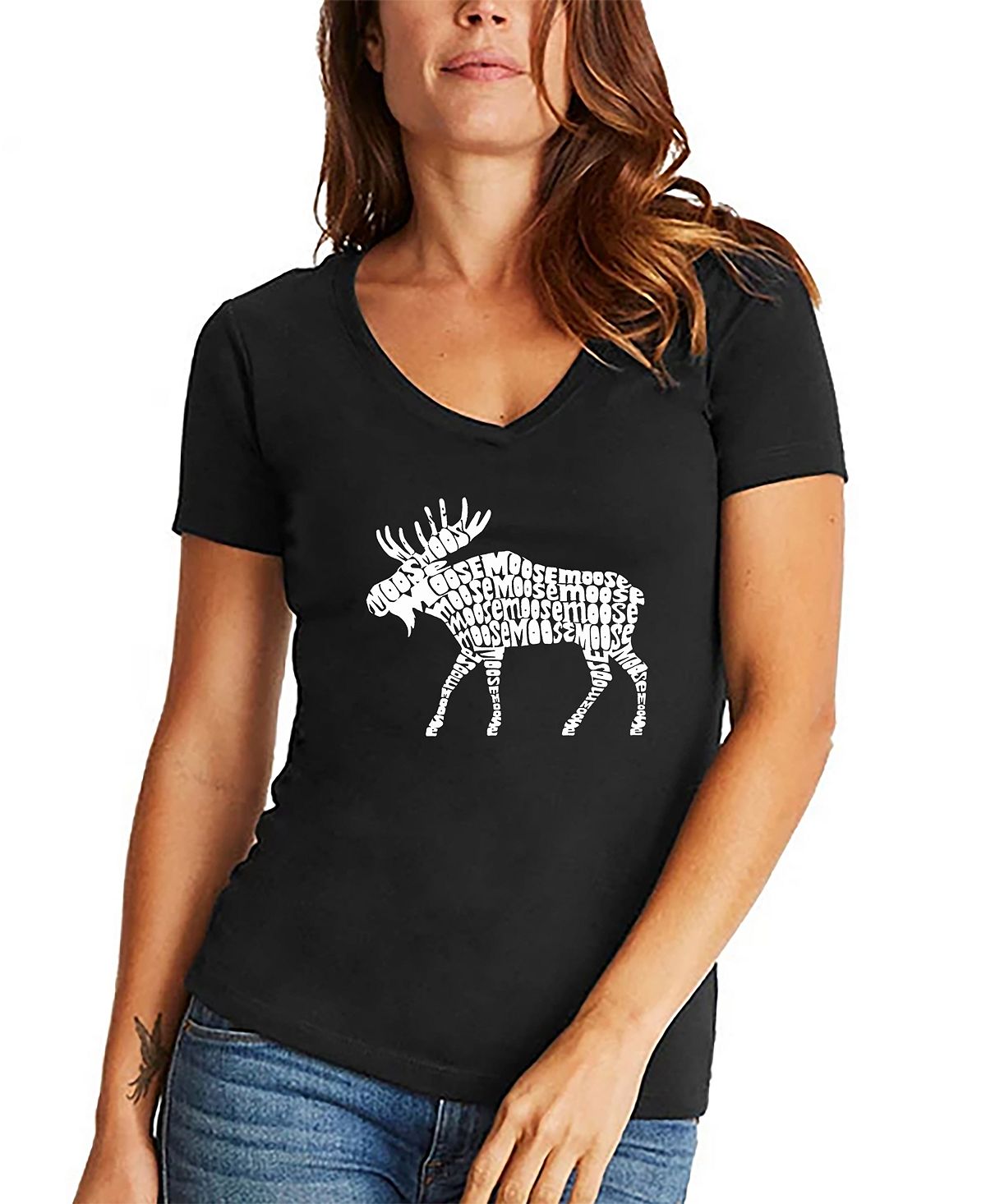цена Женская футболка Moose Word Art с v-образным вырезом LA Pop Art, черный