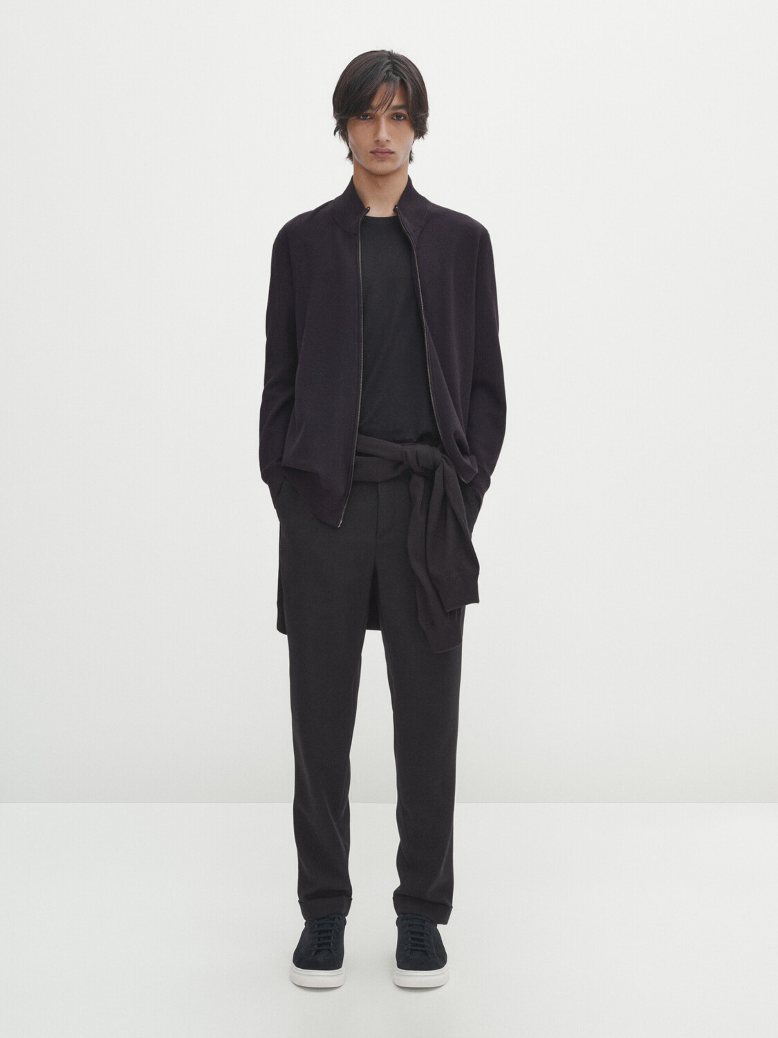 

Комфортный кардиган с приборами на молнии Massimo Dutti, темно-синий