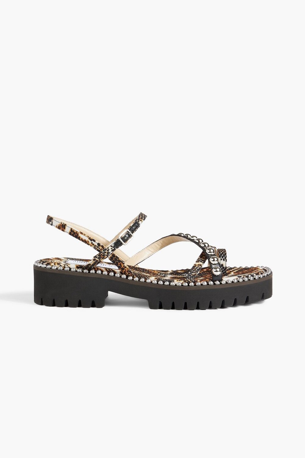 

Босоножки Desi из парусины со змеиным принтом и заклепками JIMMY CHOO, черный