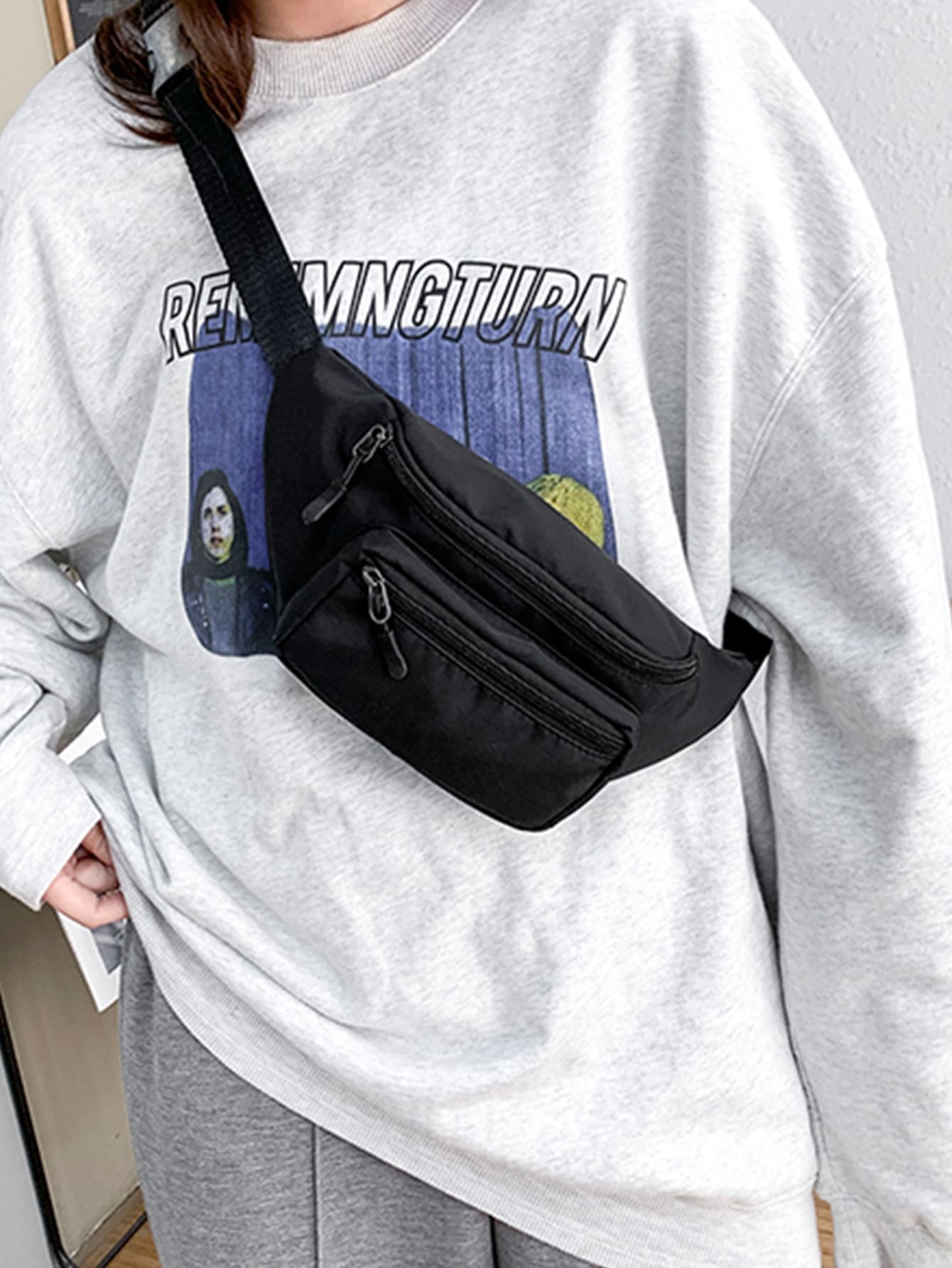 Минималистичная поясная сумка, черный мужская минималистичная поясная сумка с отверстием для наушников черный