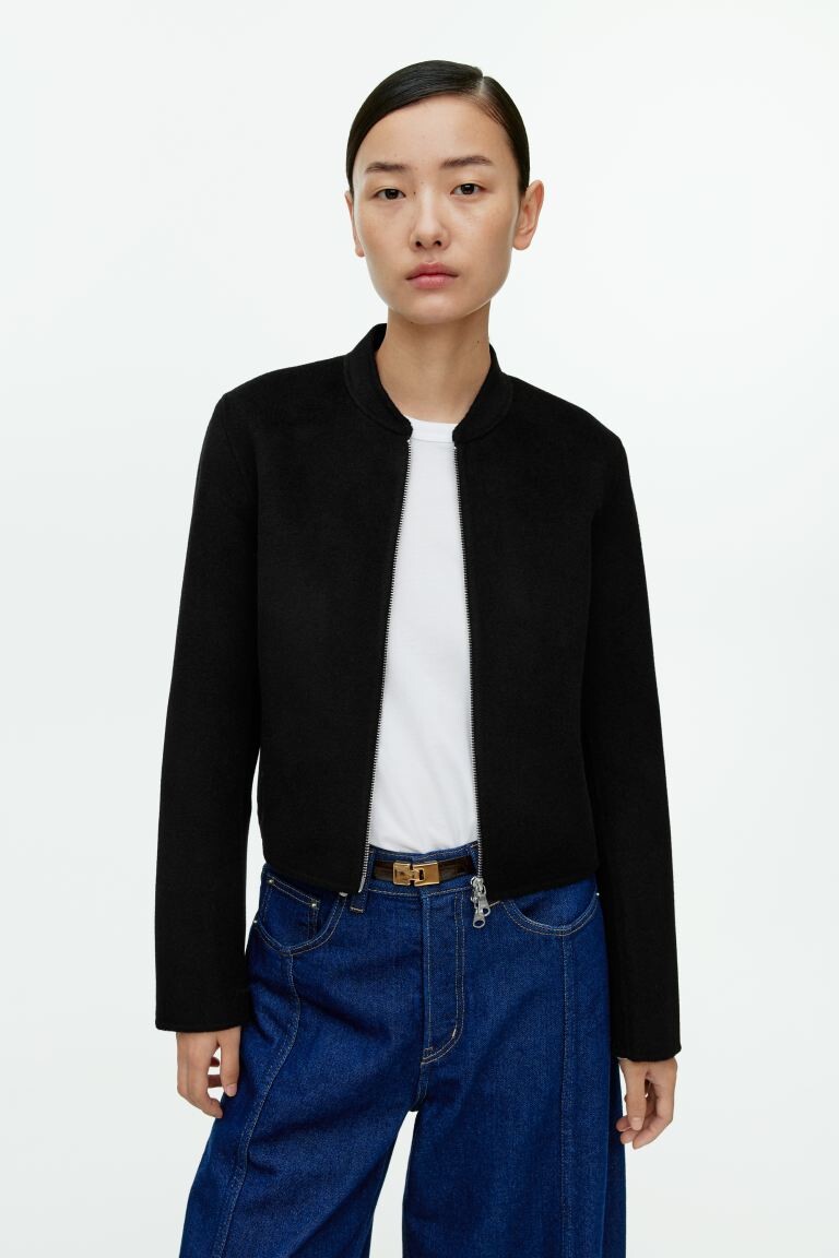 

Укороченный двойной пиджак H&M, черный