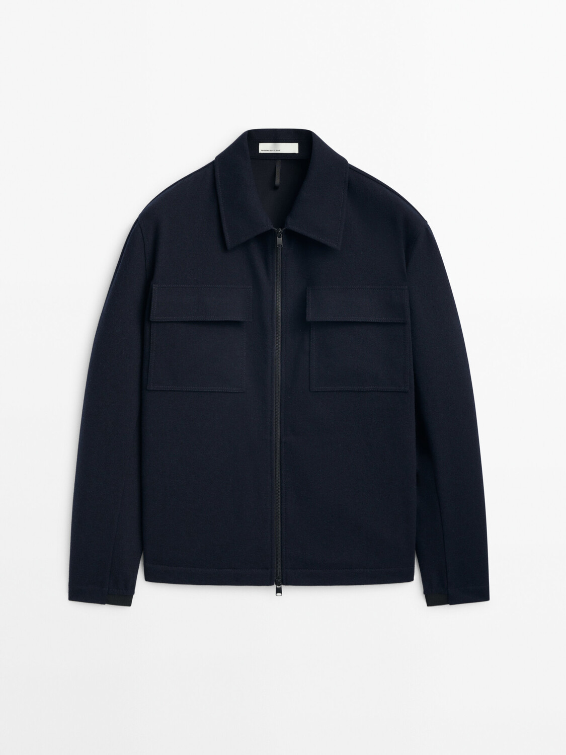 

Куртка-рубашка Massimo Dutti Wool Blend With Elastic Detail, темно-синий