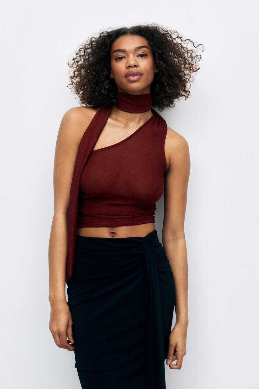 

Асимметричный топ с лентой Pull&Bear, медный