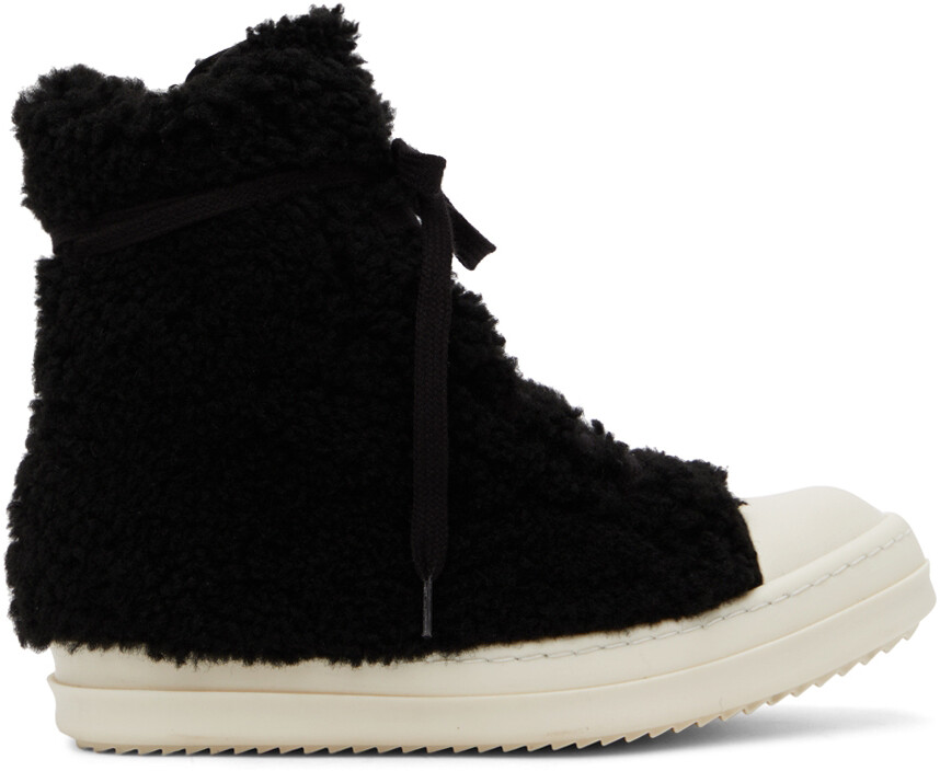 

Черные кроссовки Strobe из овечьей шерсти Rick Owens