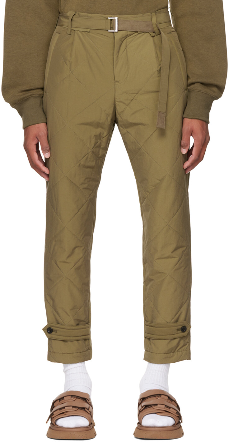 

Стеганые брюки цвета хаки sacai