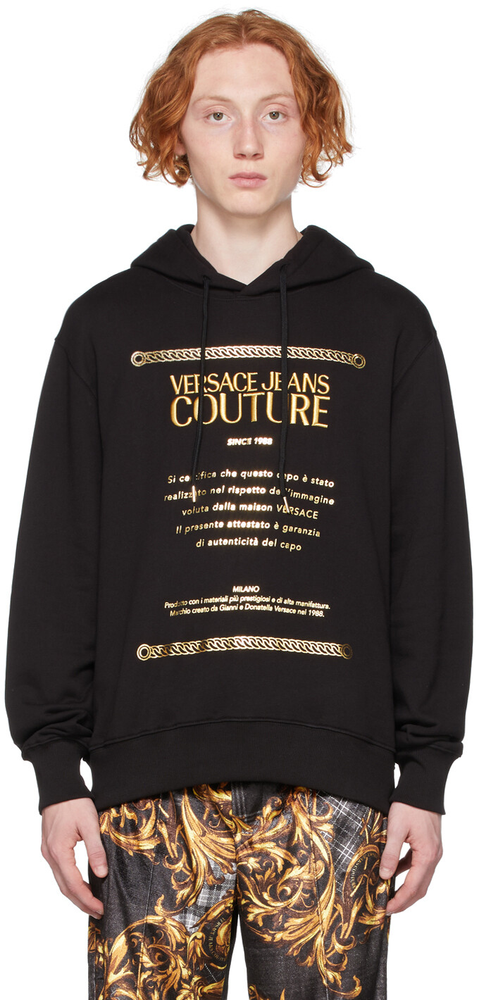 

Черная толстовка с капюшоном Versace Jeans Couture