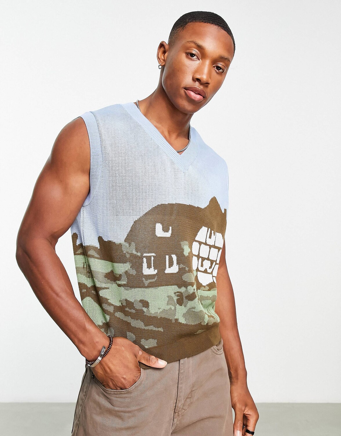 

Вязаная майка с загородным пейзажем ASOS DESIGN