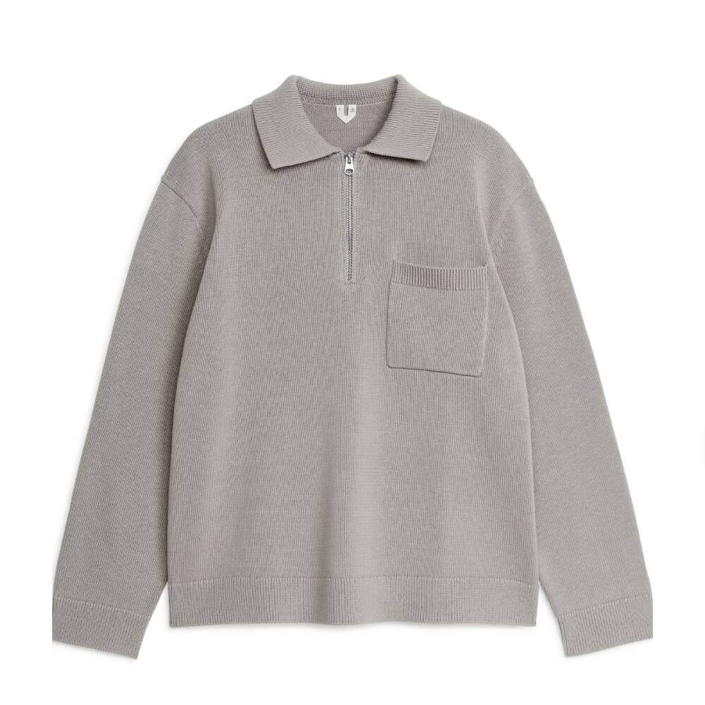 

Джемпер ARKET Cotton With Short Zip, серый