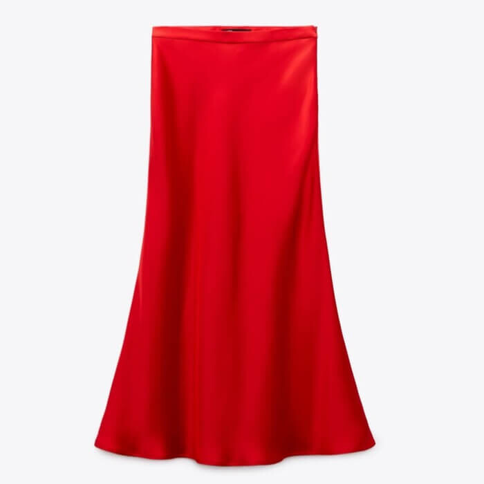 

Юбка Zara Satin Midi, красный
