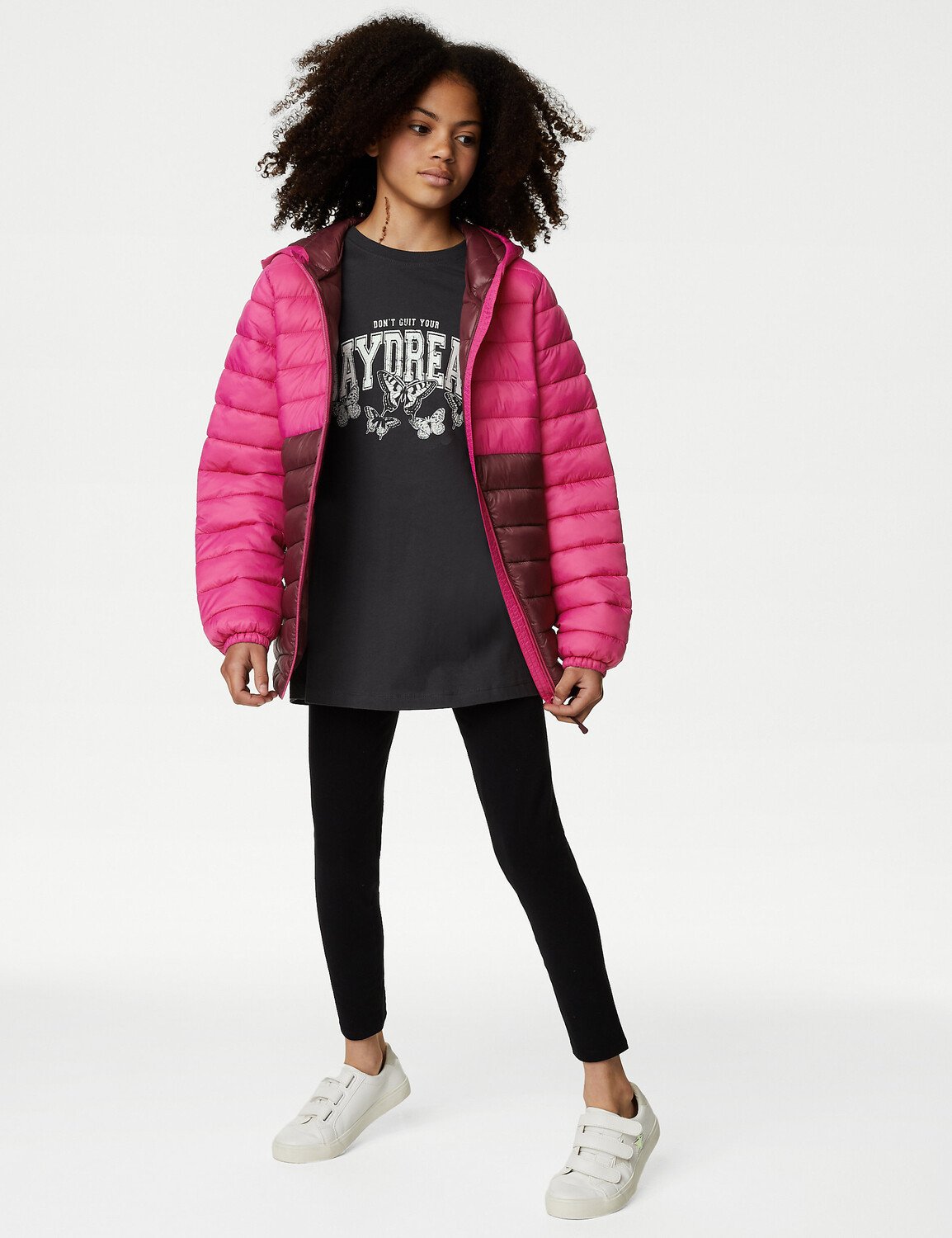 

Легкое стеганое пальто Stormwear (6–16 лет) Marks & Spencer, розовый микс