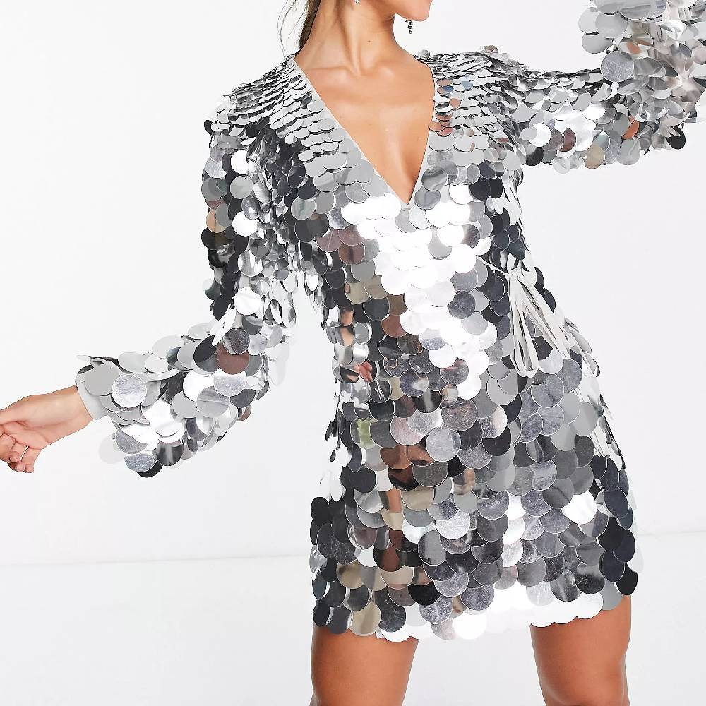 Платье мини Asos Design, серебристый статуэтка фортуна серебристое платье 32 см