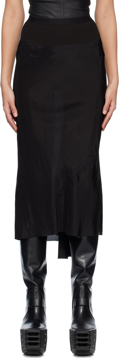 

Черная косая юбка-миди Rick Owens
