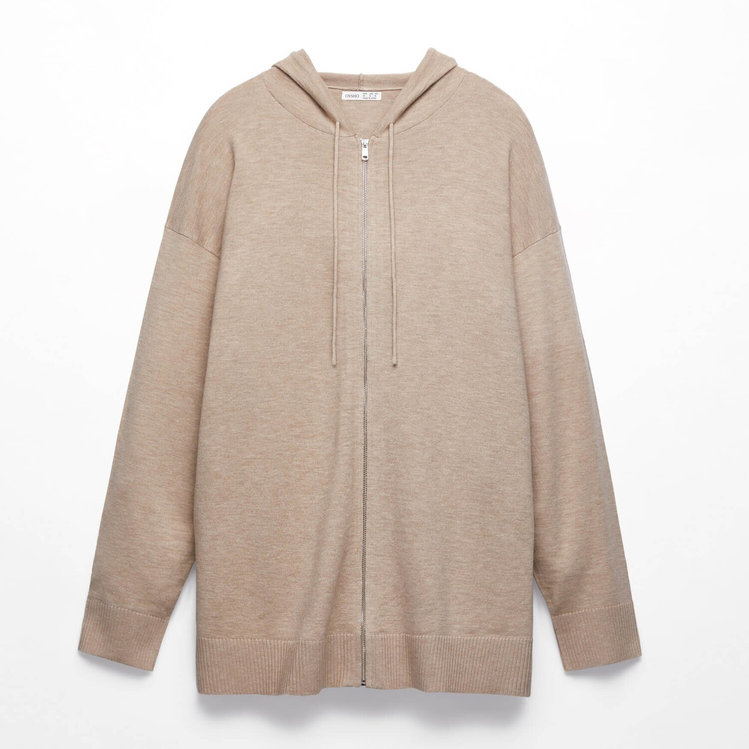 

Толстовка Oysho Long knit hooded, бежевый