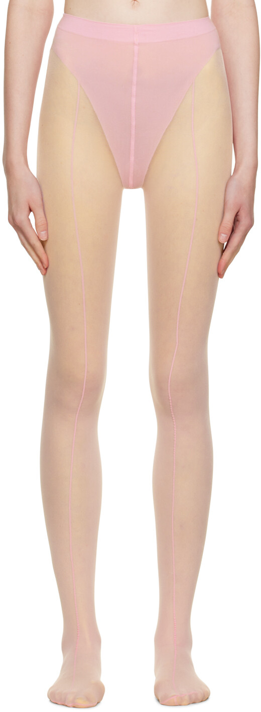 

Розовые прозрачные колготки Mugler Edition Wolford