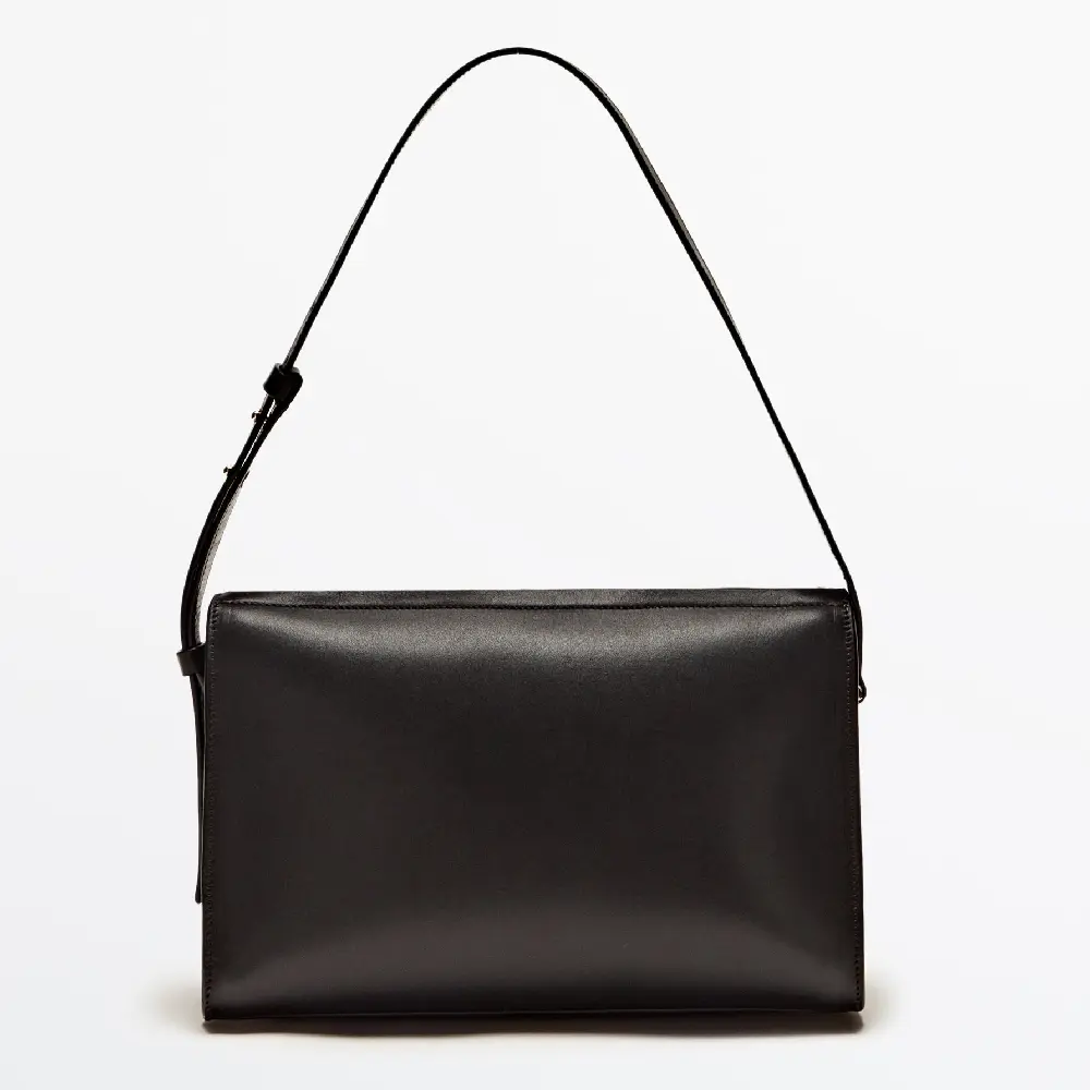 

Сумка Massimo Dutti Plain Leather Shoulder, черный