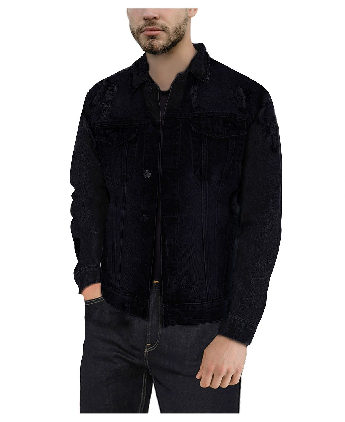 Мужская приталенная джинсовая куртка с эффектом потертости X-Ray, черный