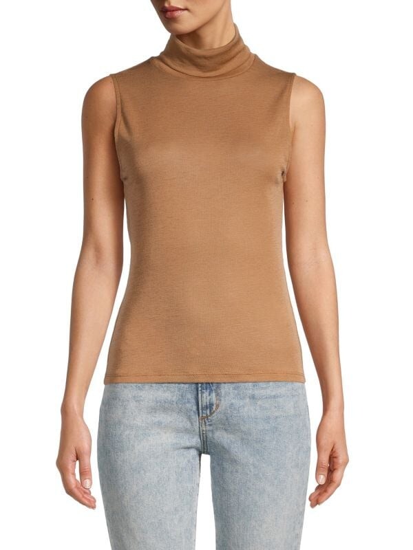 

Топ Шерстяной Vince с высоким воротником, dark taupe