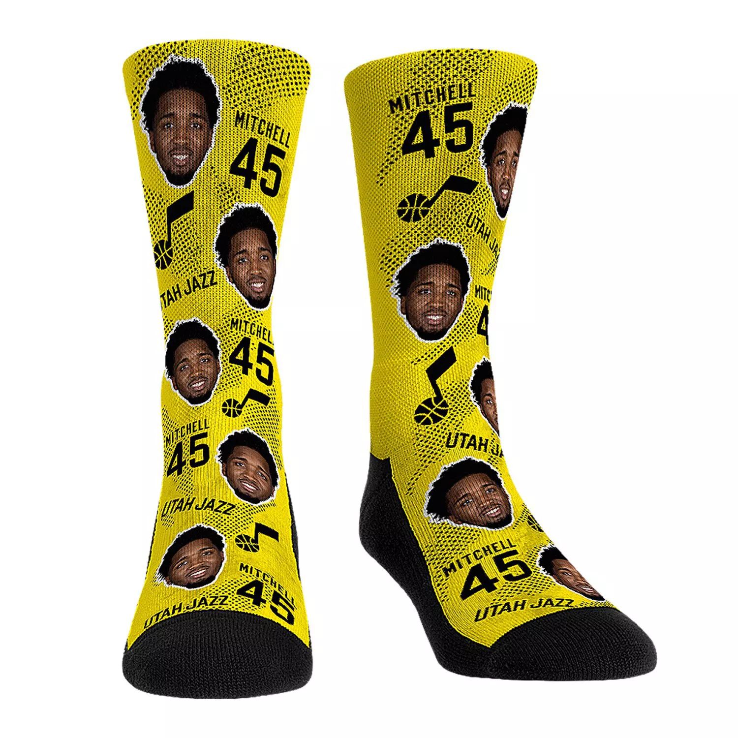 Мужские носки Rock Em Donovan Mitchell Utah Jazz Player Hooper Allover Crew Socks