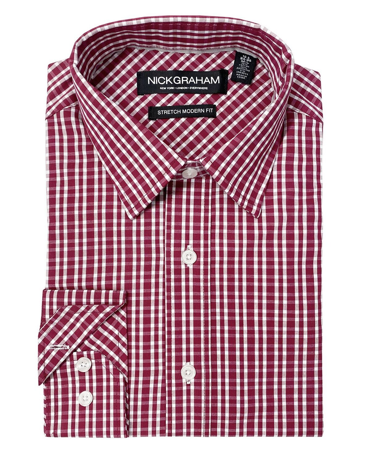 

Мужская классическая рубашка в клетку modern fit graph Nick Graham, красный