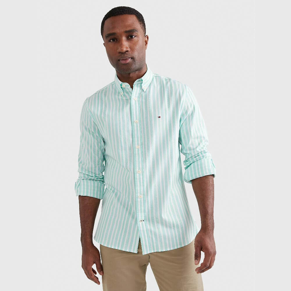 

Рубашка Tommy Hilfiger Regular Fit Stripe, светло-зеленый/белый