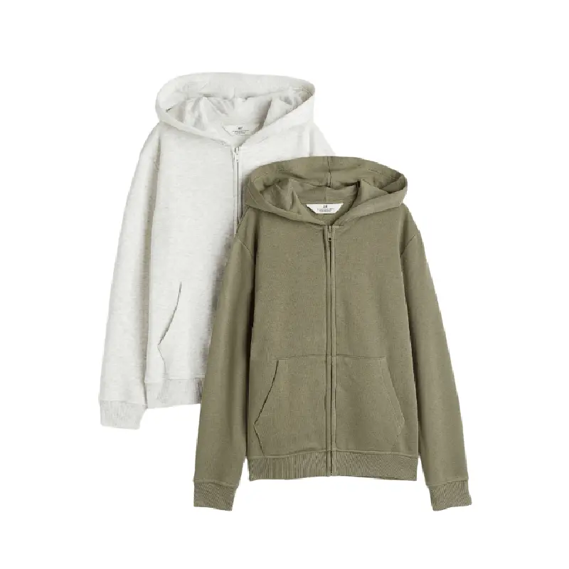 

Комплект толстовок H&M 2-pack Hooded Jackets, 2 предмета, светло-серый/хаки