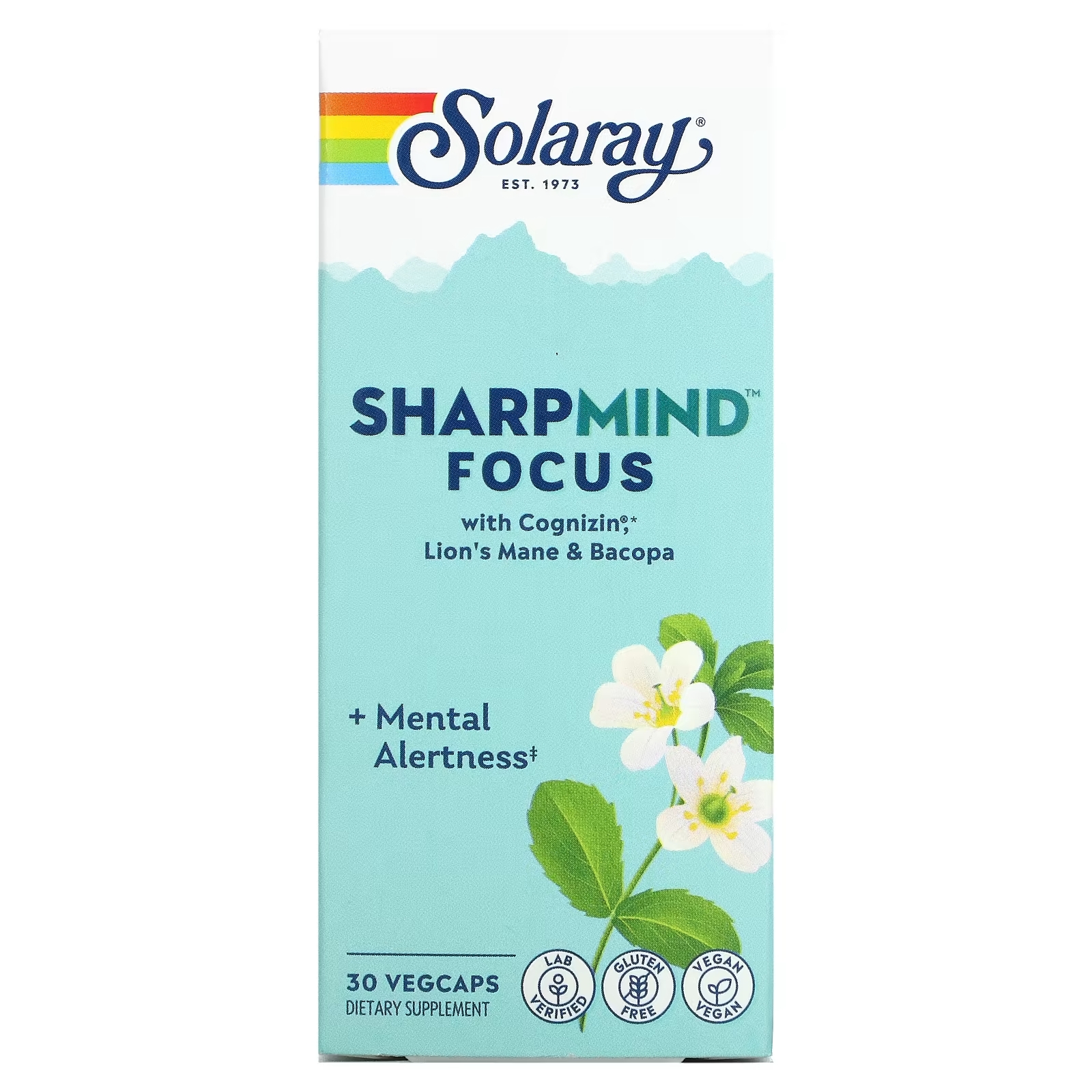 цена Пищевая Добавка Solaray SharpMind Focus, 30 растительных капсул