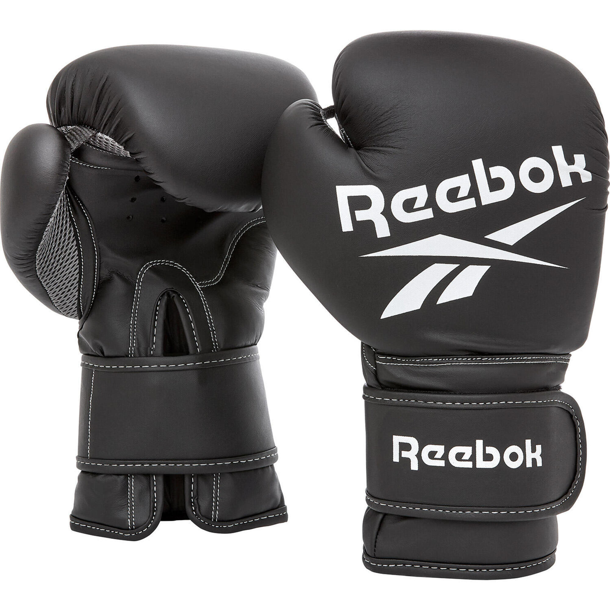 Боксерские перчатки Reebok 12 унций, черные, черно-белый боксерские перчатки infinite force dark ice 10 унций