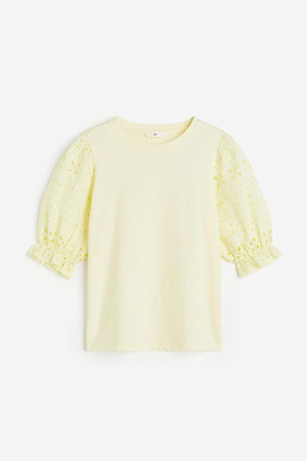 

Топ H&M Eyelet Embroidery, светло-жёлтый
