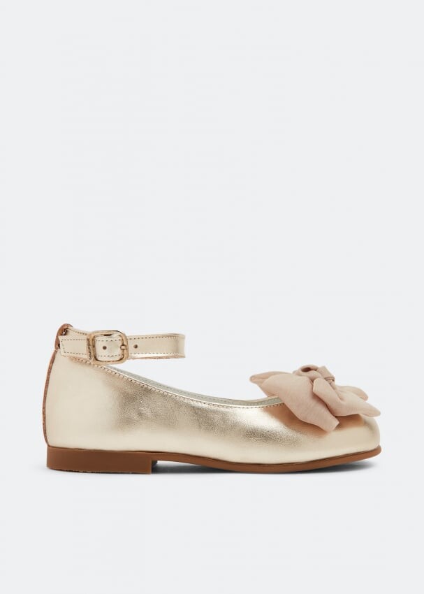 

Балетки ANDANINES Leather bow ballerinas, золотой