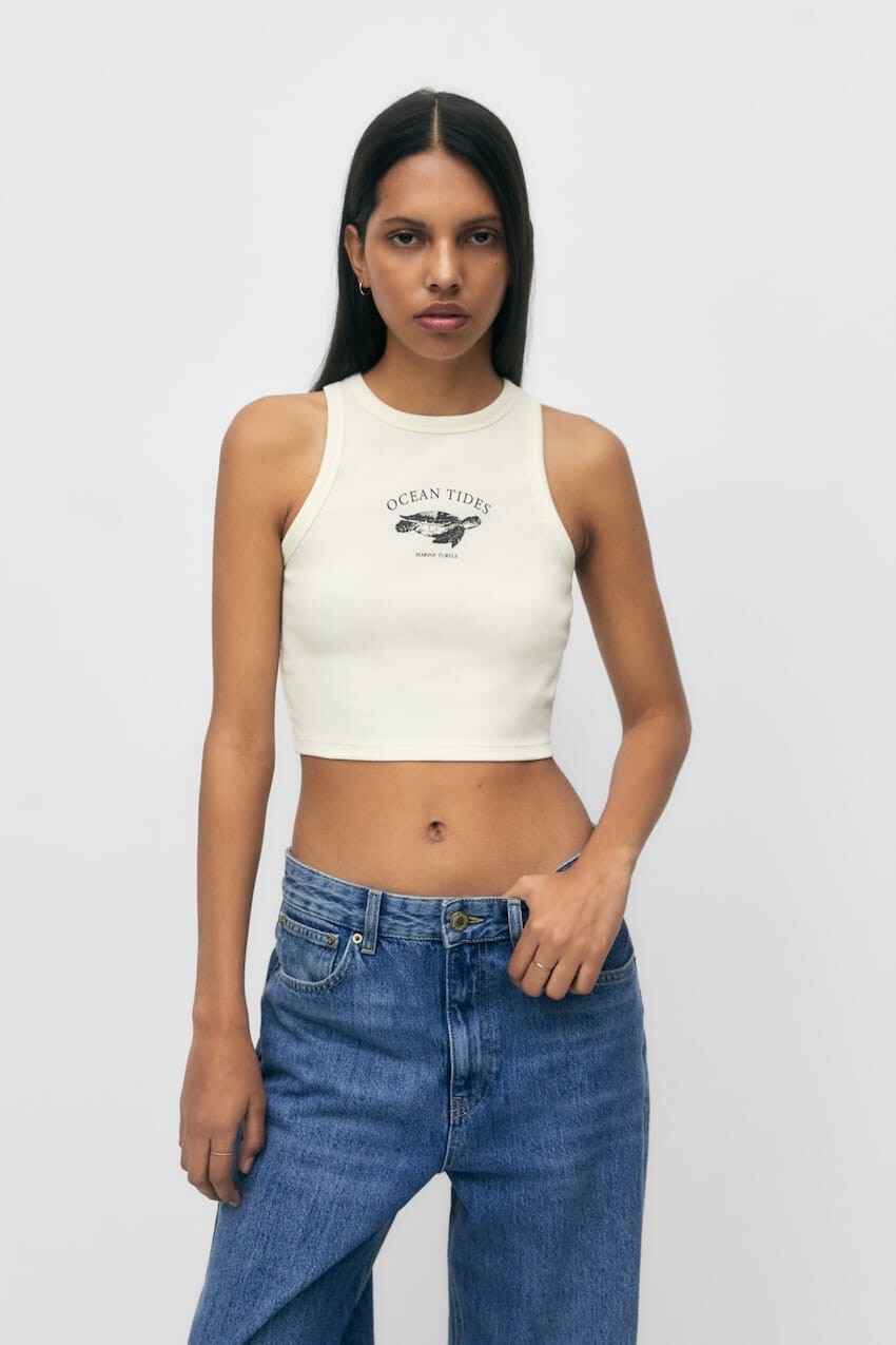 

Майка с морским рисунком Pull&Bear