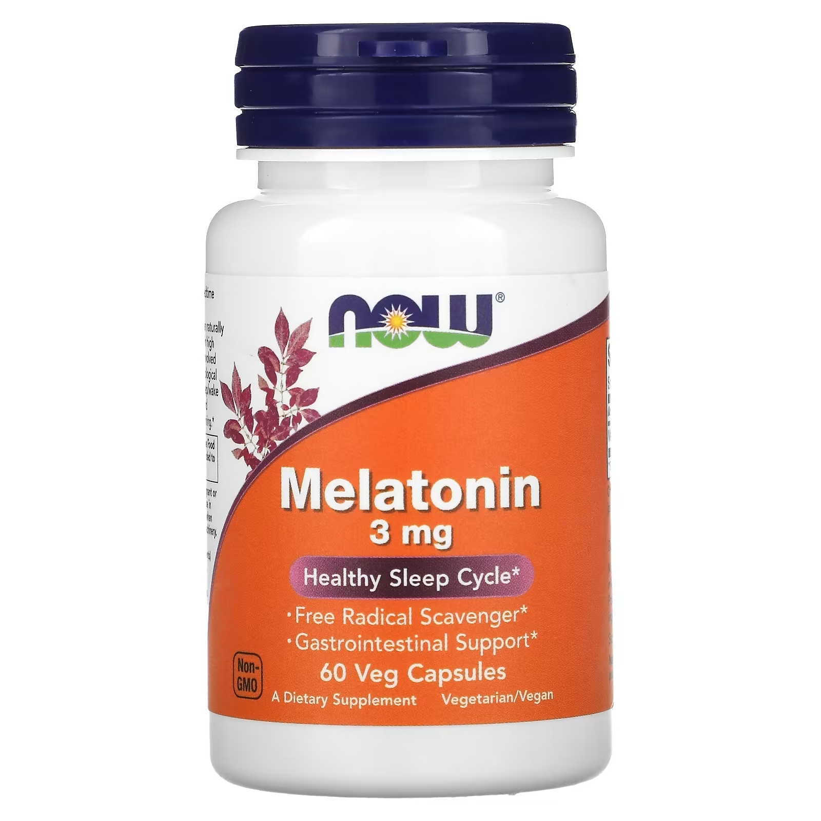 NOW Foods мелатонин 3 мг, 60 растительных капсул