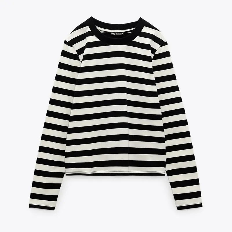 

Футболка Zara Striped, черный/белый