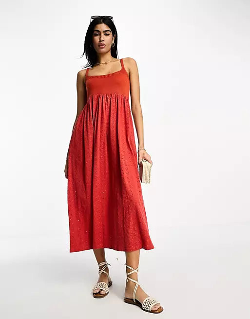 

Платье-миди на бретельках Asos Design, красный