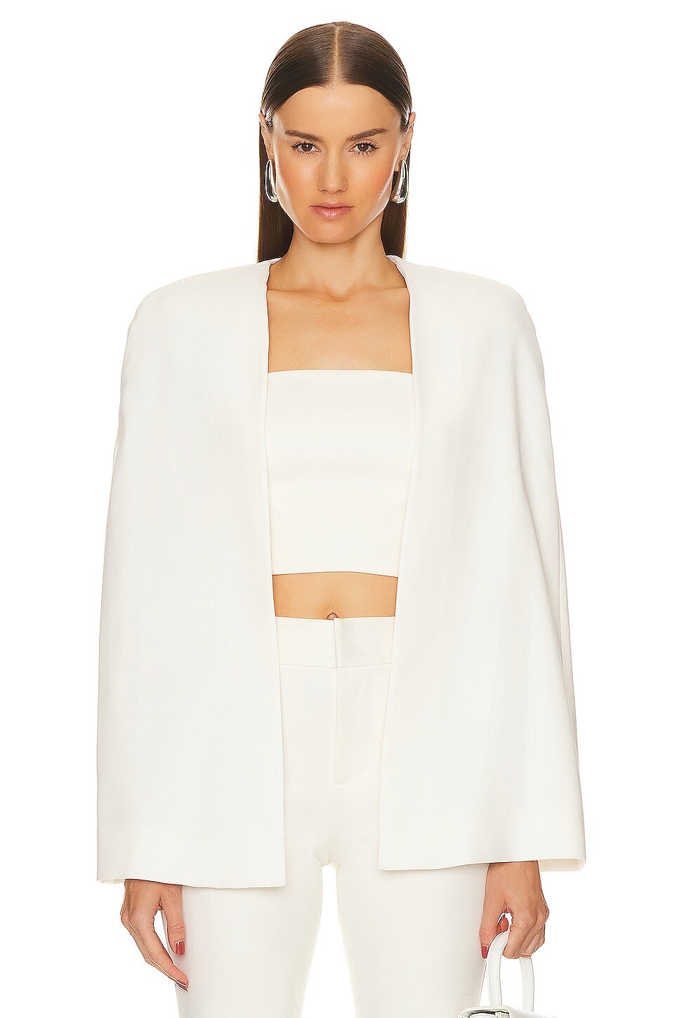 

Топ Alice + Olivia Marica Cape Crop, экрю