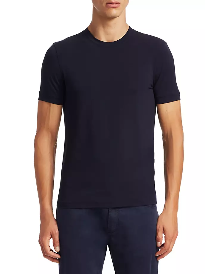 Базовая футболка с круглым вырезом Giorgio Armani, темно-синий