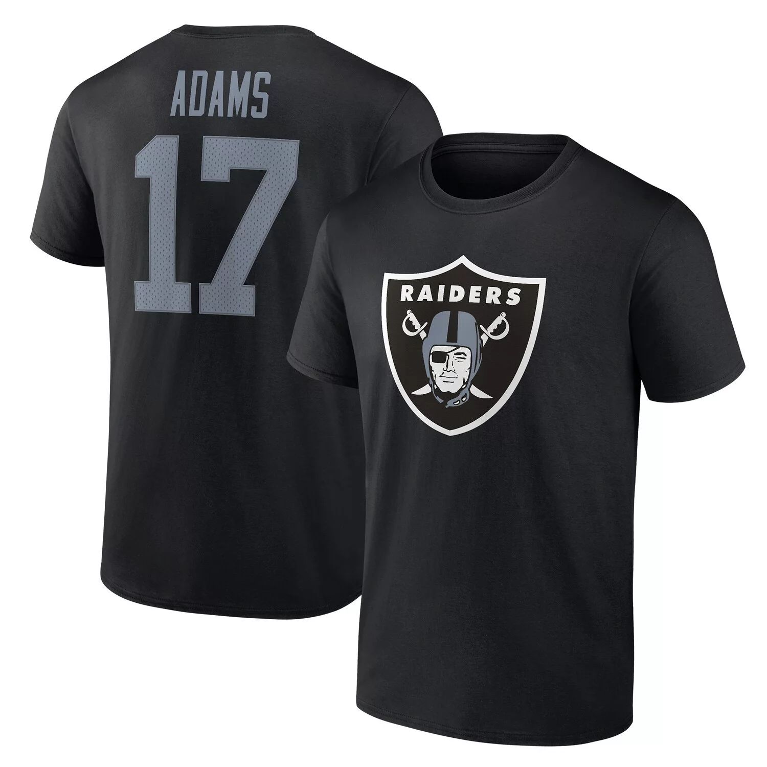 Мужская черная футболка с логотипом Davante Adams Las Vegas Raiders, значок игрока, имя и номер Fanatics