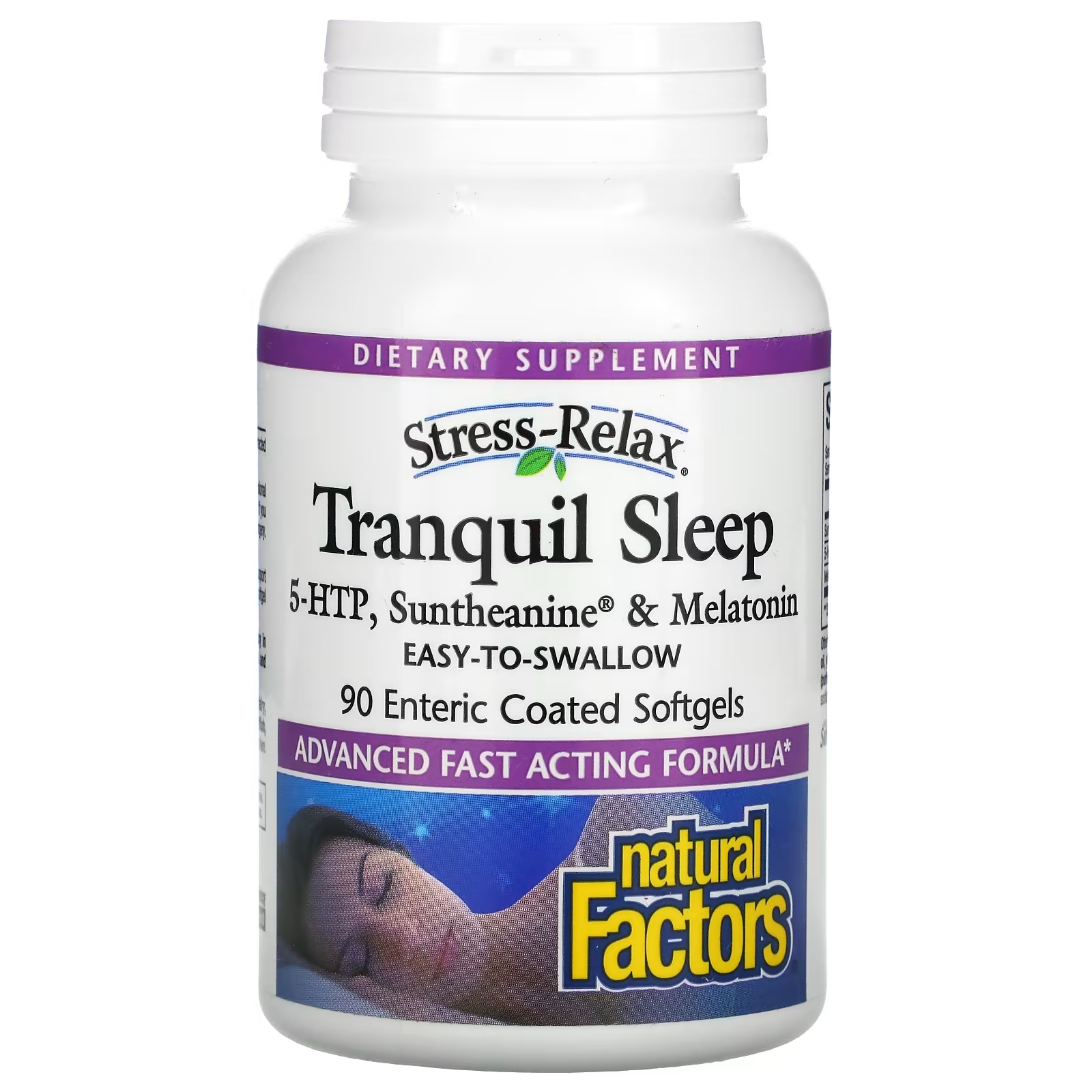 цена Natural Factors Stress-Relax спокойный сон, 90 мягких капсул