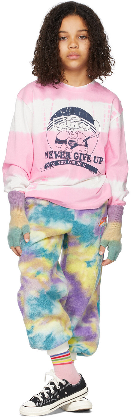 

Детская розовая футболка Tie-Dye с надписью Never Give Up Luckytry, Розовый, Детская розовая футболка Tie-Dye с надписью Never Give Up Luckytry