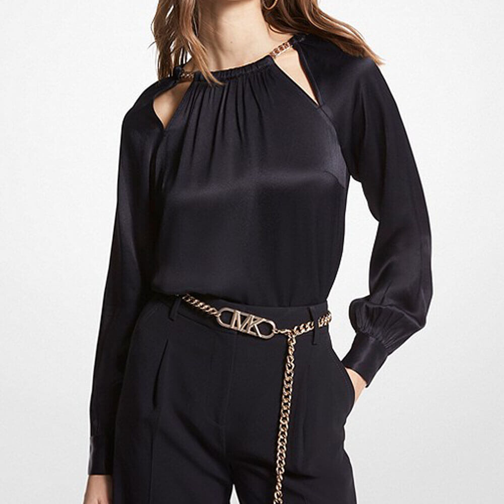 

Блузка с вырезом-цепочкой Michael Michael Kors Charmeuse, черный