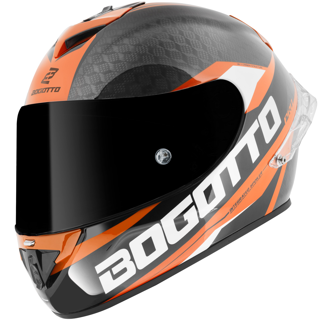 Углеродный шлем Bogotto FF104 SPN с логотипом, оранжевый/черный