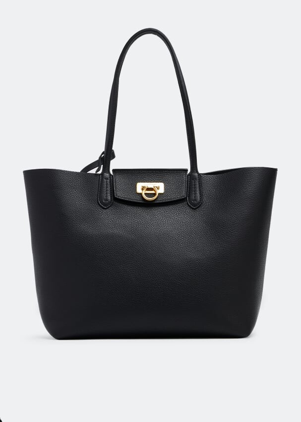 

Сумка-тоут FERRAGAMO Gancini small tote bag, черный