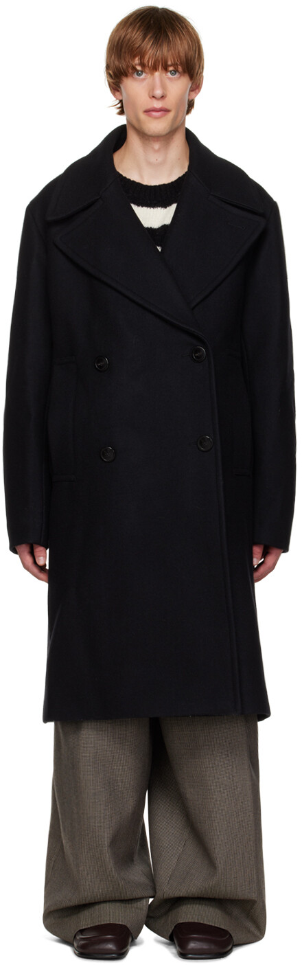 

Черное двубортное пальто Dries Van Noten