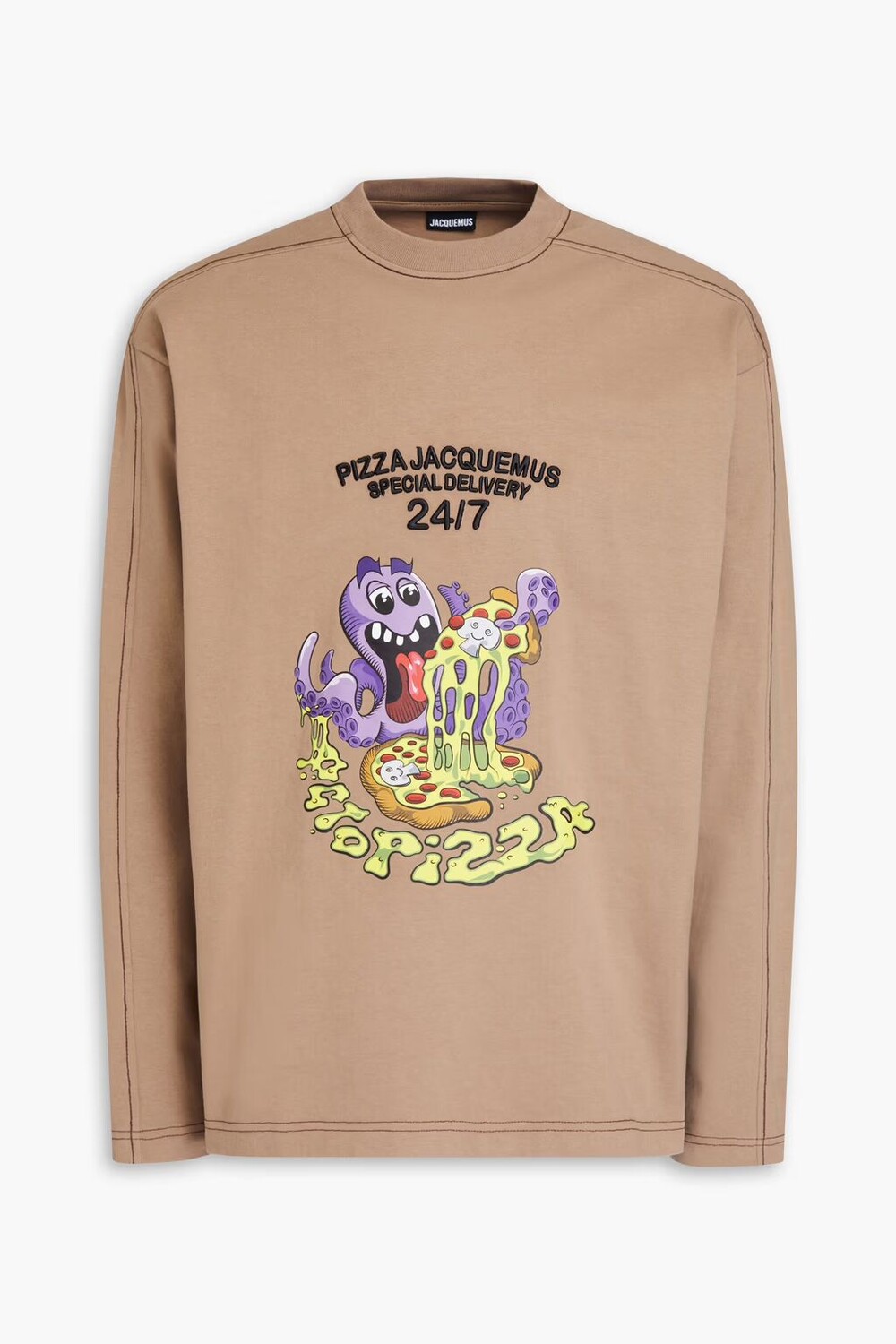 

Футболка из хлопкового джерси с вышивкой Octopizza Jacquemus, серо-коричневый