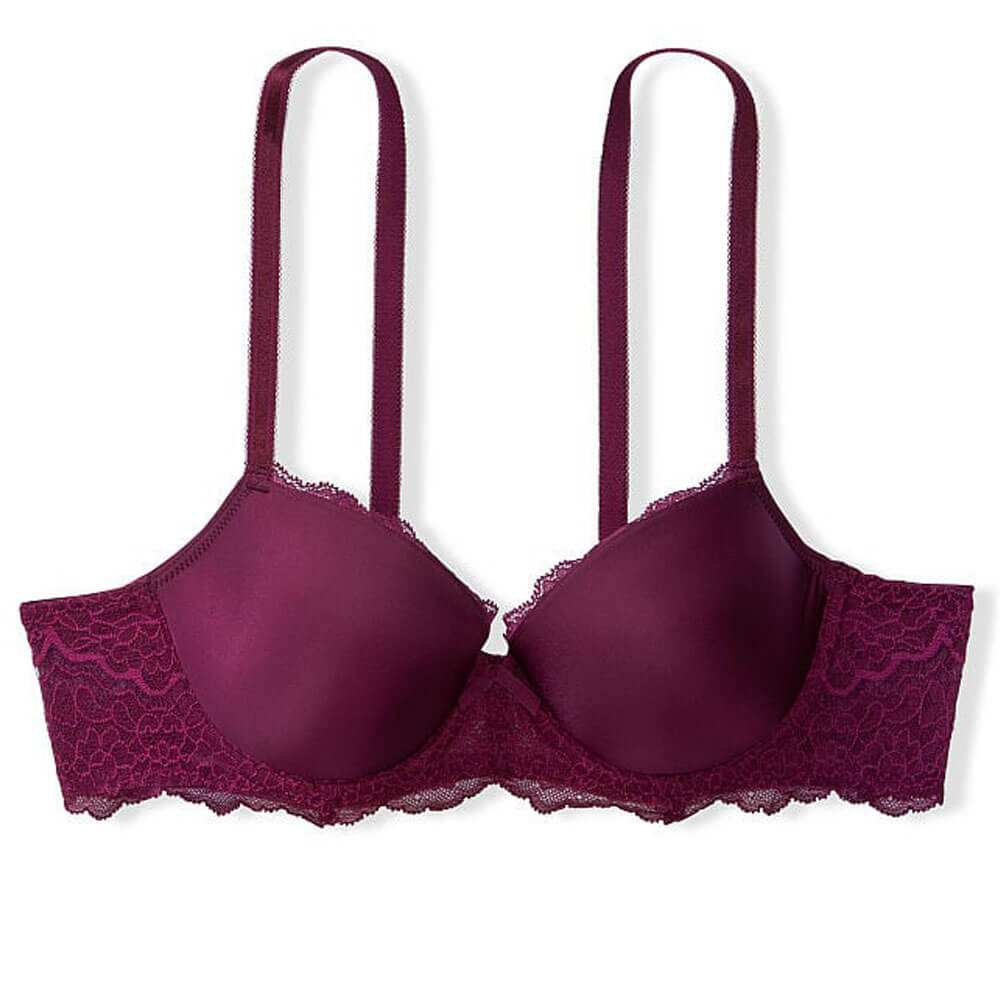 

Бюстгальтер с вышивкой Victoria's Secret Dream Angels Lightly-Lined Lemon, бордовый