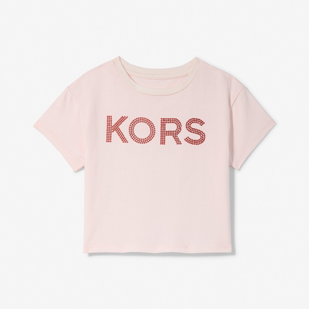

Футболка Michael Kors Kids Studded Cotton, светло-розовый