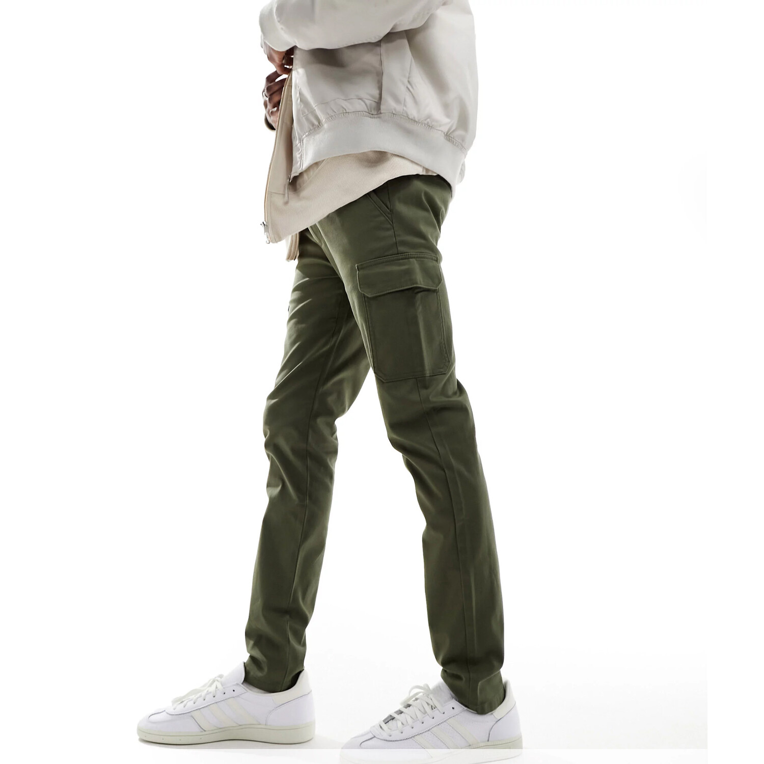 

Брюки Asos Design Skinny Cargo, хаки