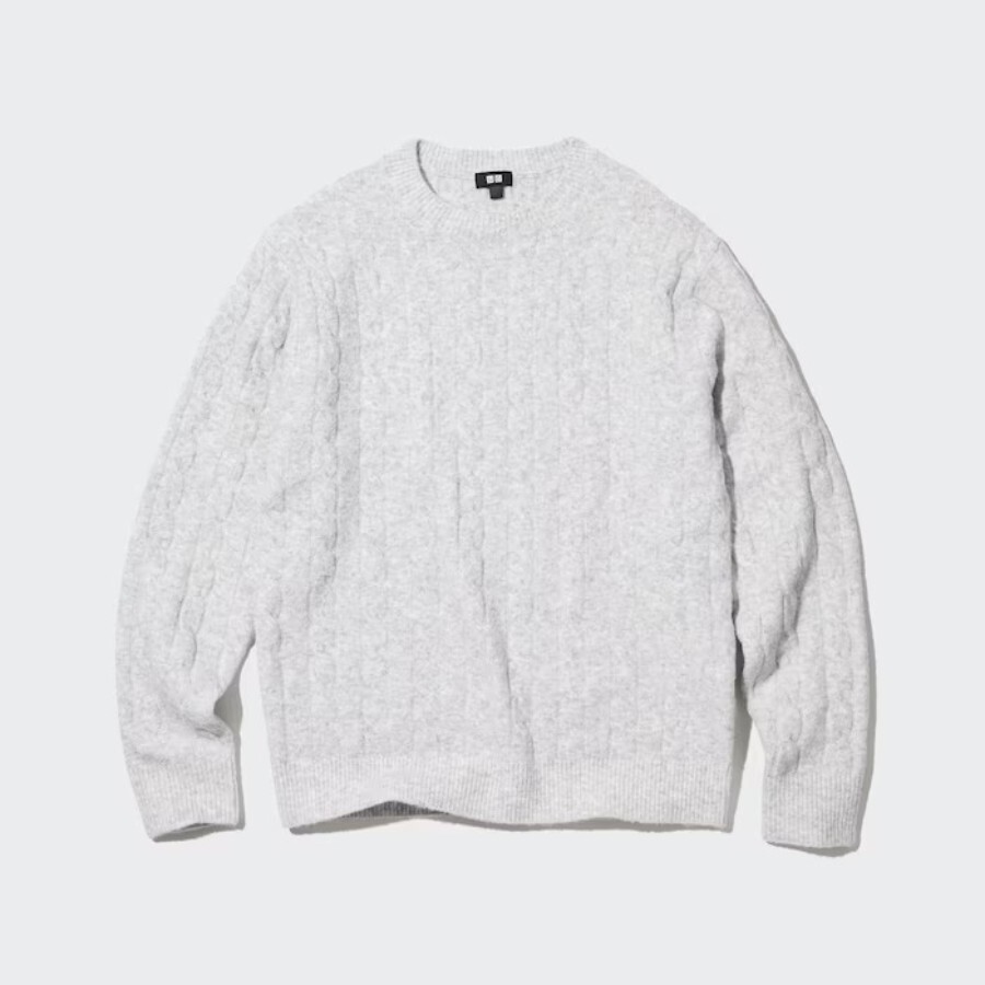 

Джемпер Uniqlo Soufflé Yarn Cable Knit, светло-серый