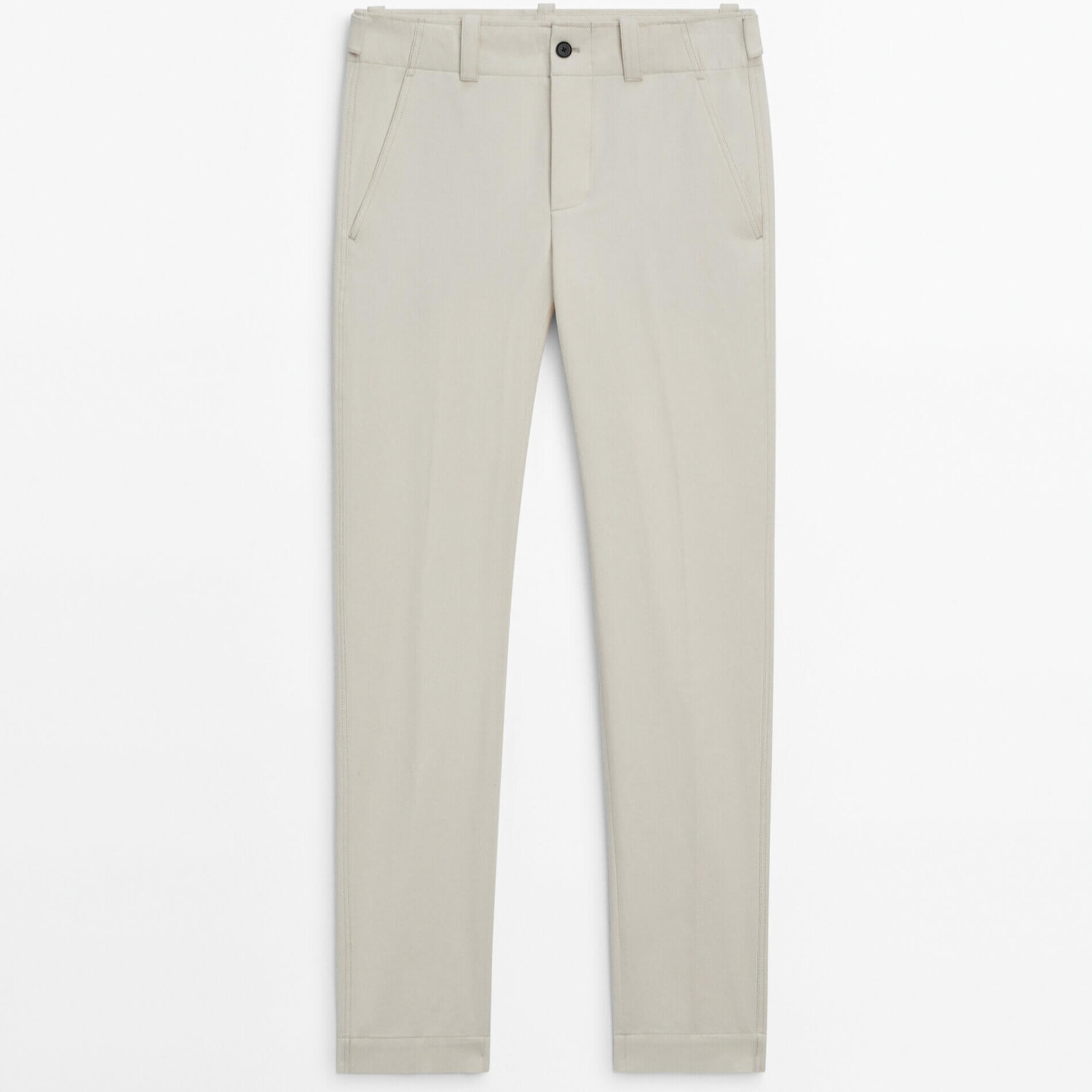 

Брюки Massimo Dutti Wide-leg 100% Cotton Studio, светло-бежевый