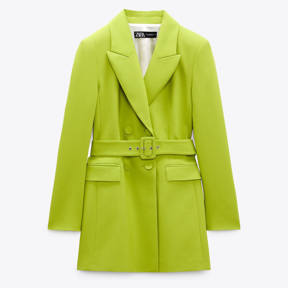 

Длинный блейзер Zara With Belt, лаймовый